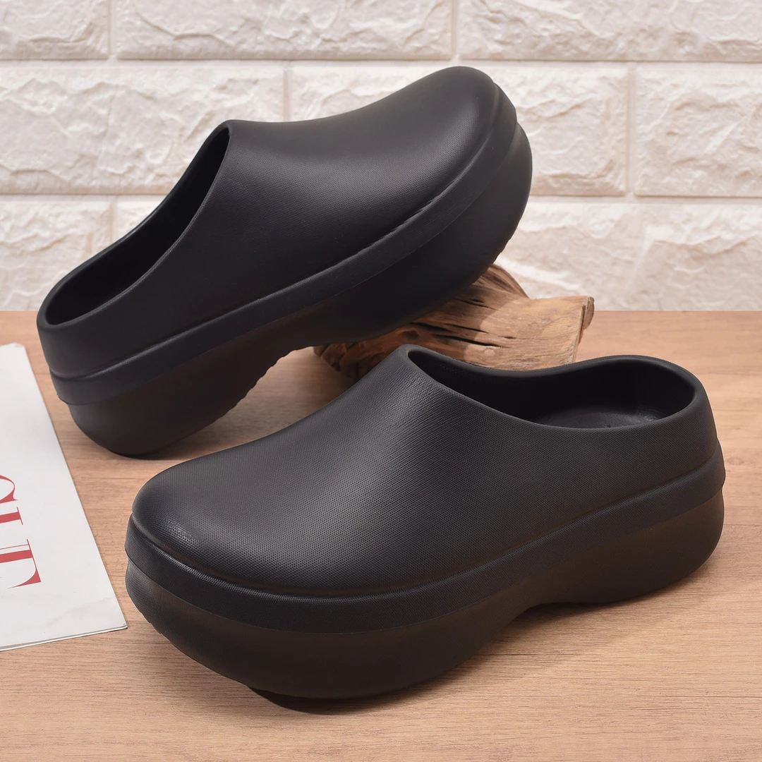 勃肯鞋女款厚底增高时尚厨师鞋网红超火包头半拖鞋防滑防水凉拖鞋