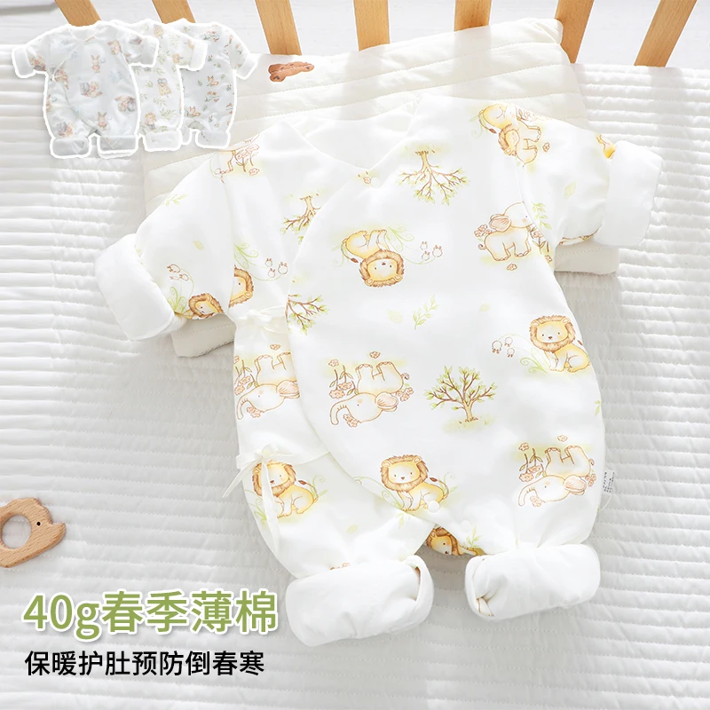 婴幼儿连体衣夹棉男女宝宝包屁衣外出服纯棉春秋款保暖蝴蝶衣爬服