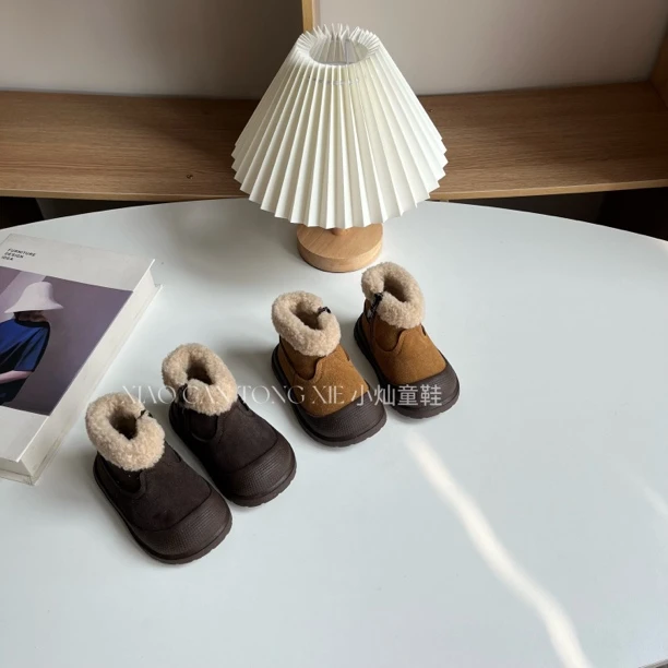 冬款宝宝男女童加绒加厚棉鞋舒适软底棉靴防踢防撞