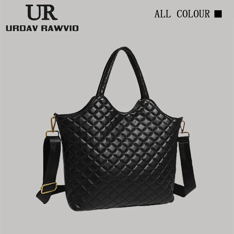 URDAV RAWVIO包包女士2025新款大容量托特包菱格单肩包手提斜挎包
