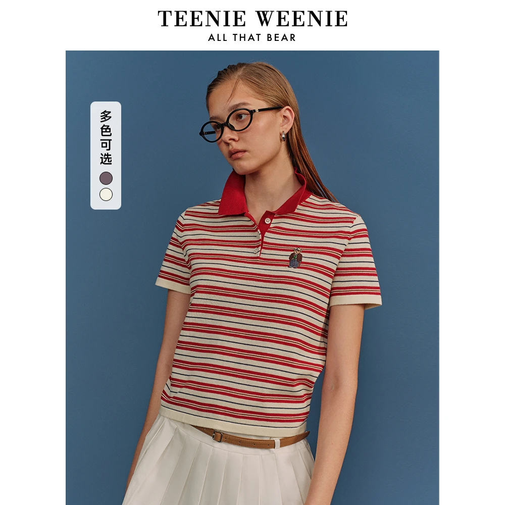 TeenieWeenie小熊女装毛衣2025春夏新款POLO针织衫女TTKW255225N