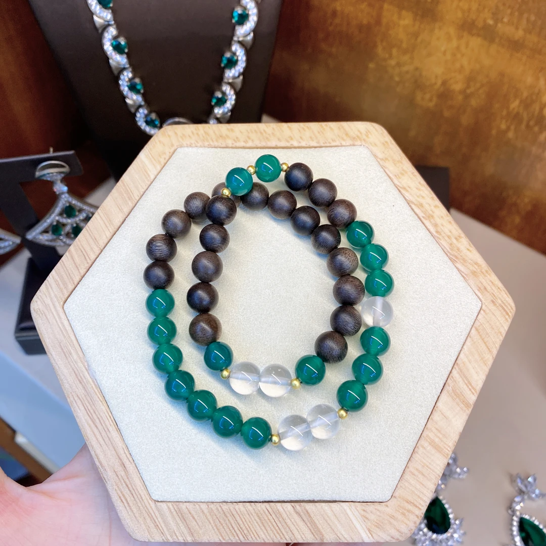 吊坠925银合成锆石 黑标K新中式半山半水正念手串dois12