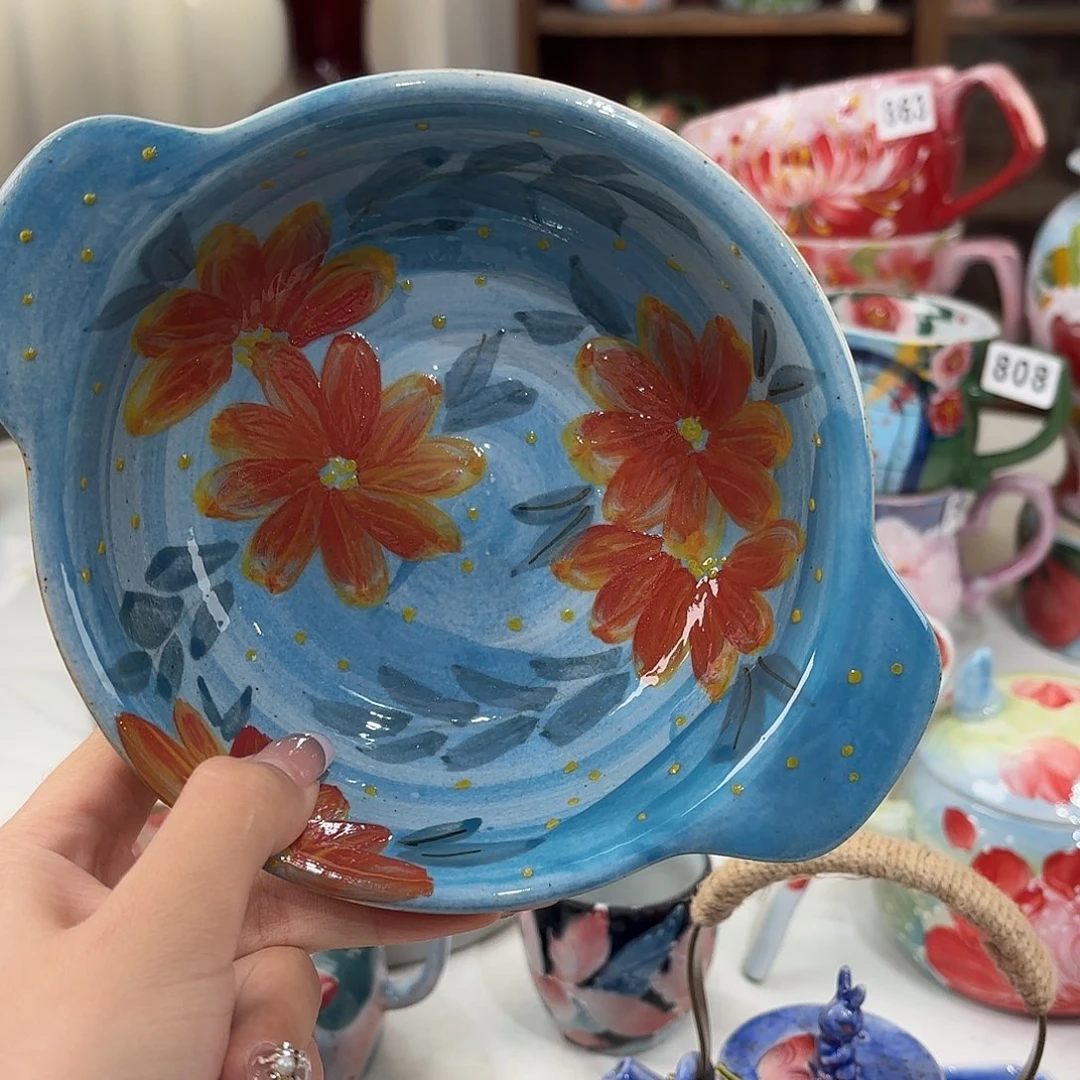 瓷片景德镇手绘高温釉下彩陶瓷茶具