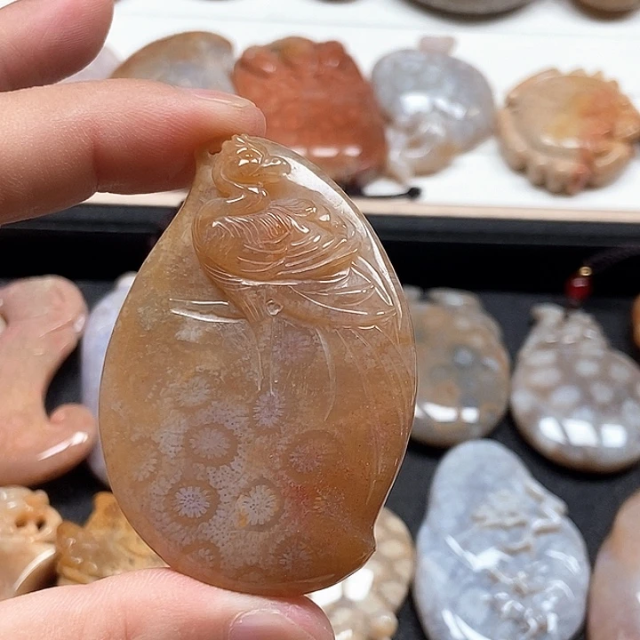 硅化珊瑚（珊瑚玉）未镶嵌颈饰