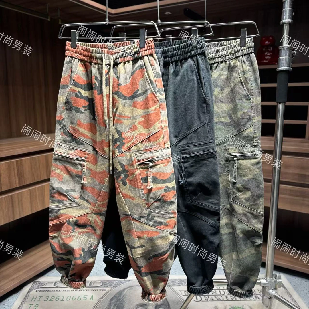 66683冬季加厚男士迷彩新年款休闲水洗宽松工装裤休闲裤时尚百搭