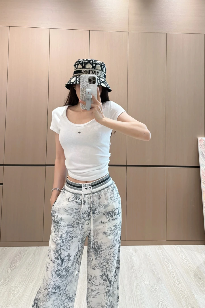 YUNSHENG 夏季新款水墨画丛林冰凉速干抽绳休闲家居阔腿裤子0840