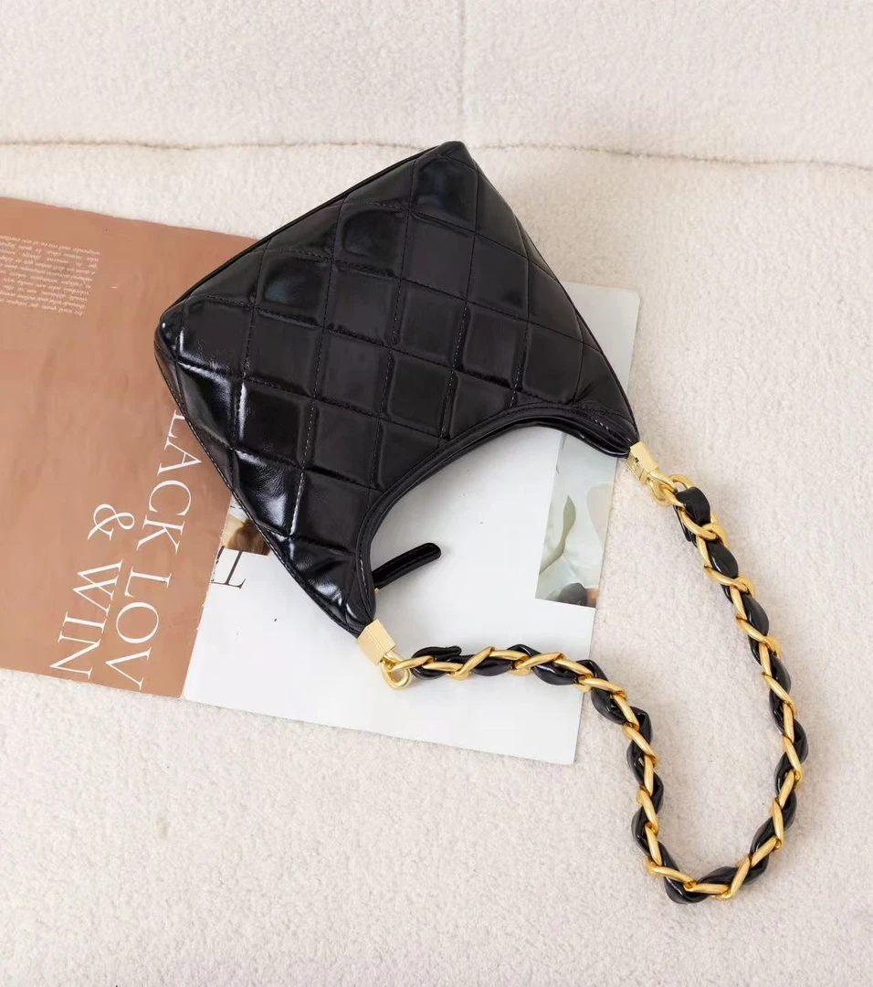 【HIEI】经典款菱格单肩腋下包 X5201 黑色（尺寸20*22*6）