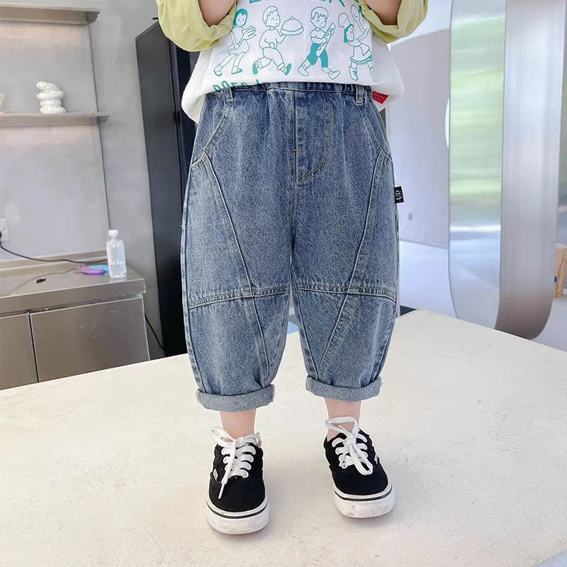 男童裤子春秋款潮牛仔裤韩版老爹2025年新款儿童秋装宽松哈伦萝卜