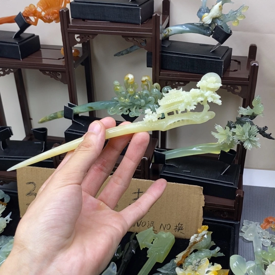 蛇纹石玉合金发饰