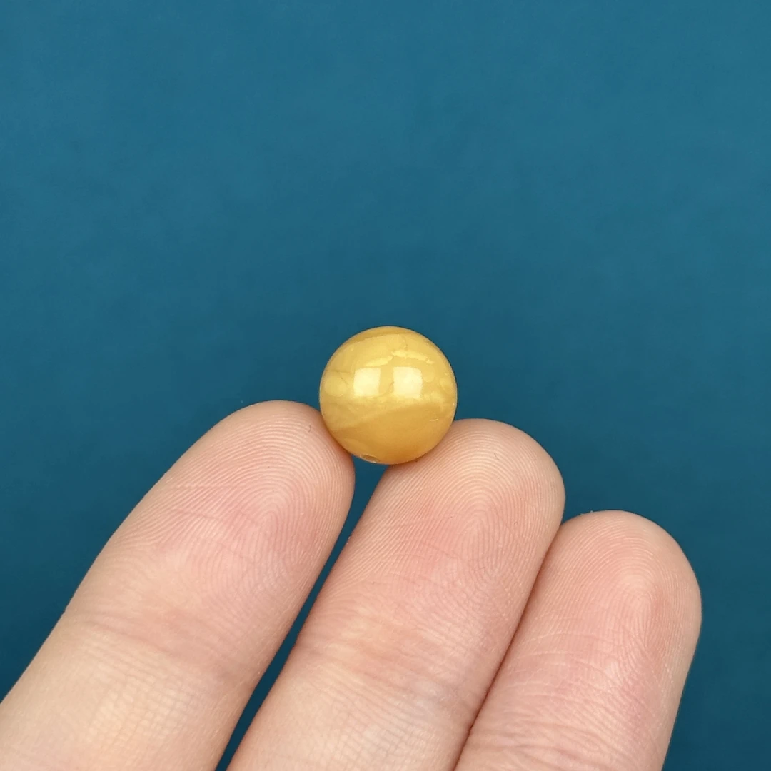 D7835天然原矿蜜蜡 圆珠【微微瑕】10.9mm支持复检假一罚十