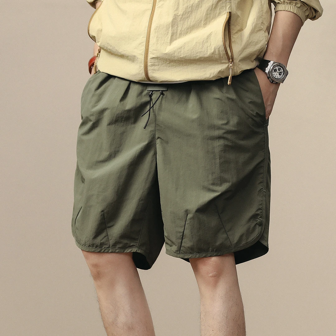 LEIGHZ/雷茨新款潮牌轻薄冰丝短裤男夏季宽松中裤男速干五分裤