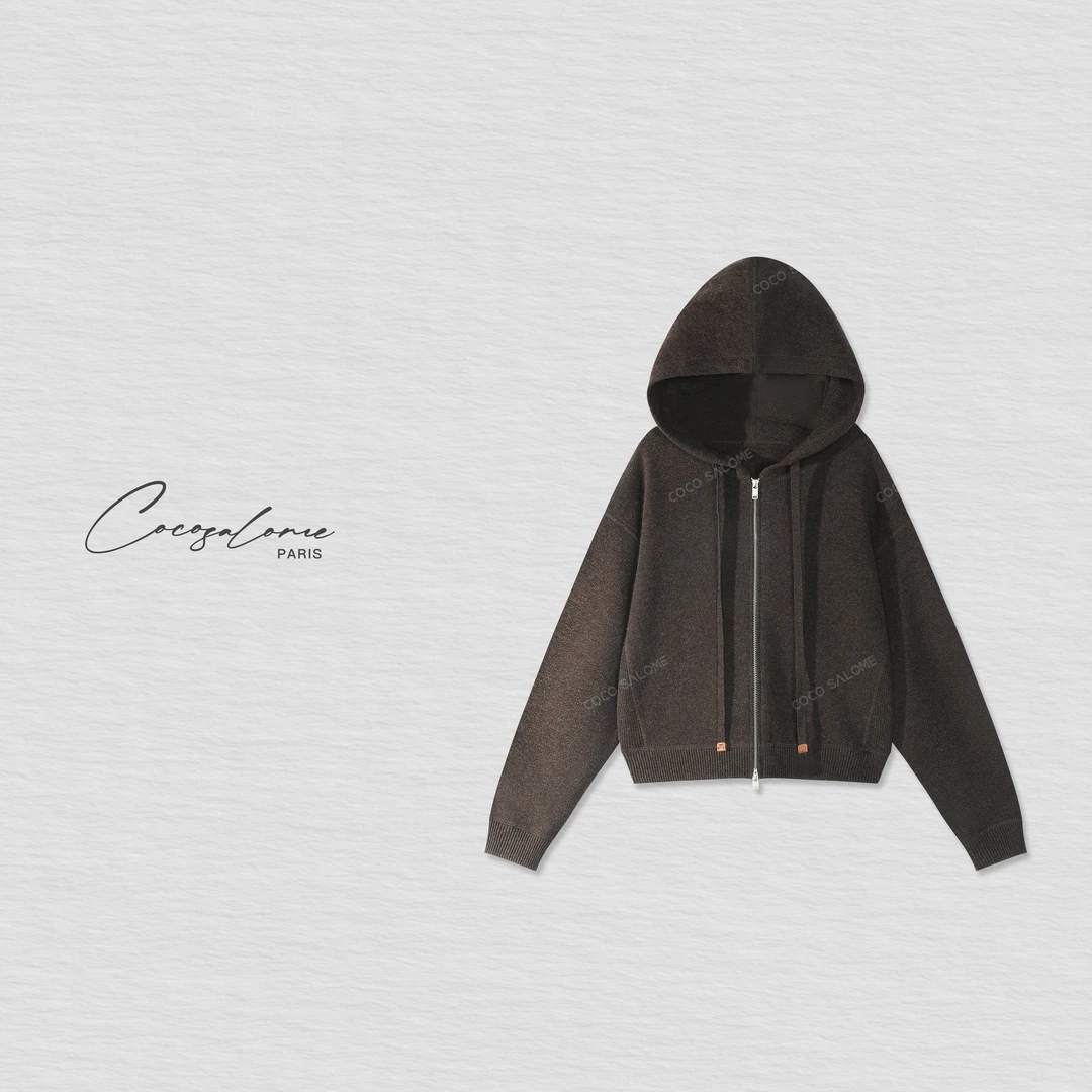 韩彬彬"时髦精"软糯舒适亲肤高级棉羊毛慵懒宽松连帽衫2367-4