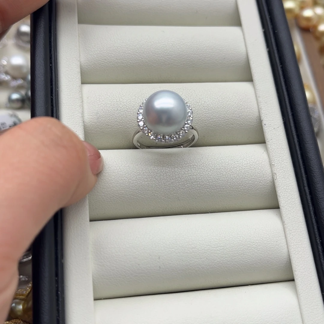 海水珍珠戒指银S925镶嵌