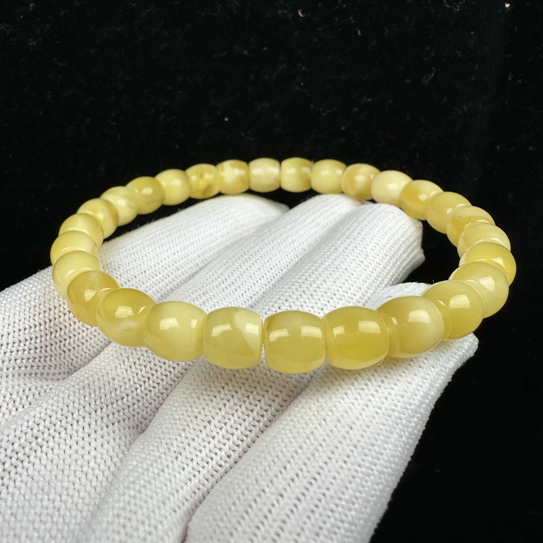 C1541天然俄料蜜蜡精工直切手串7.6x7mm7.8克