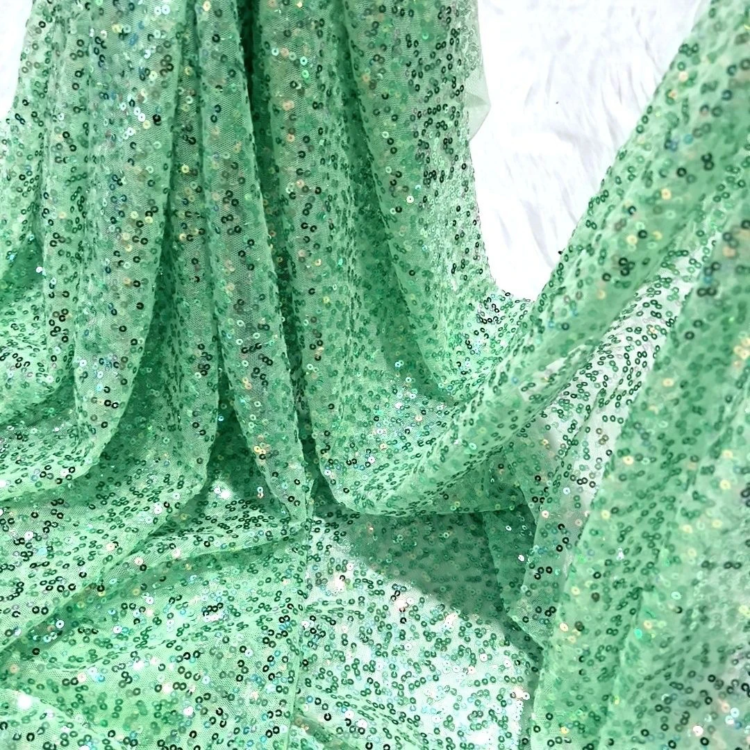 新款幻彩绿色亮片网纱 可做衣服连衣裙宽1.45米长1米