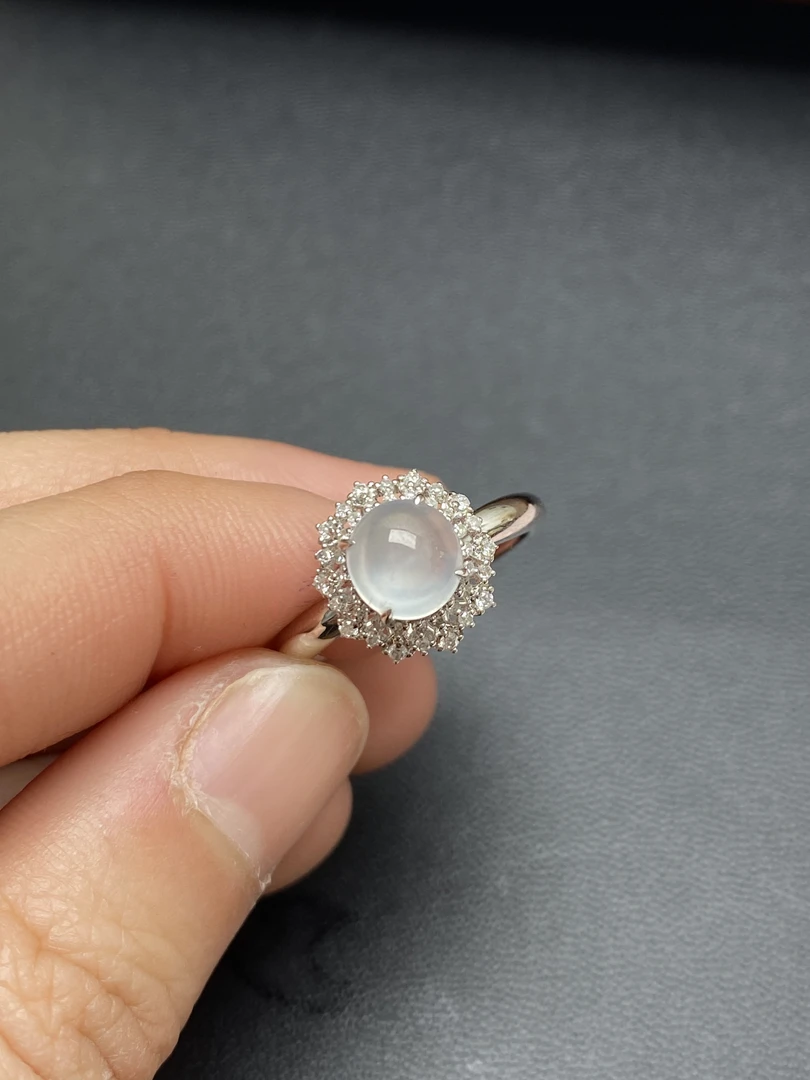 缅料翡翠A货正冰戒指