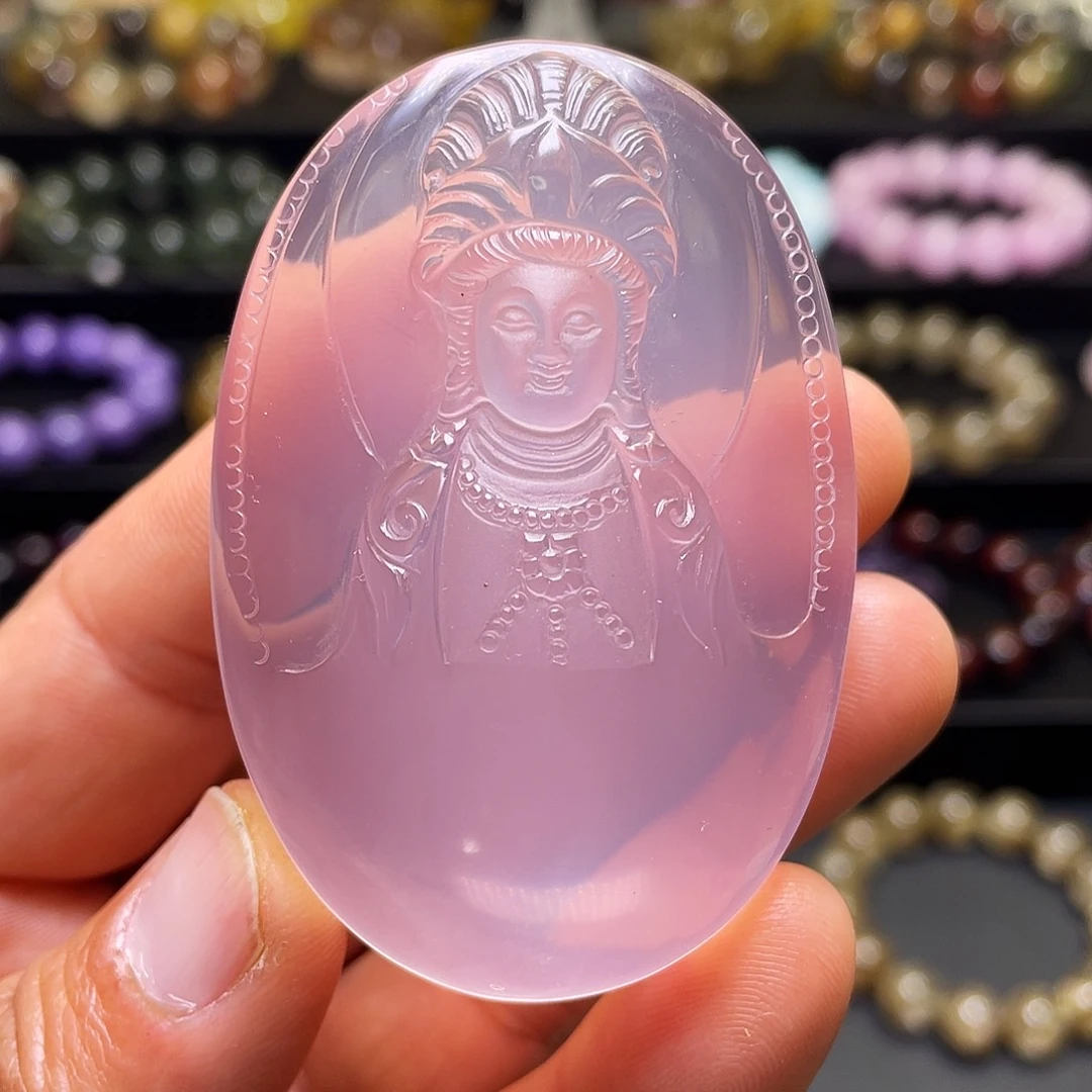 未镶嵌紫晶颈饰粉水晶观音