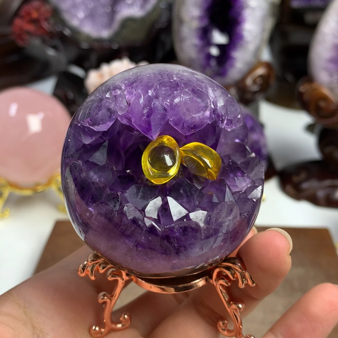 紫晶摆件未镶嵌开口笑