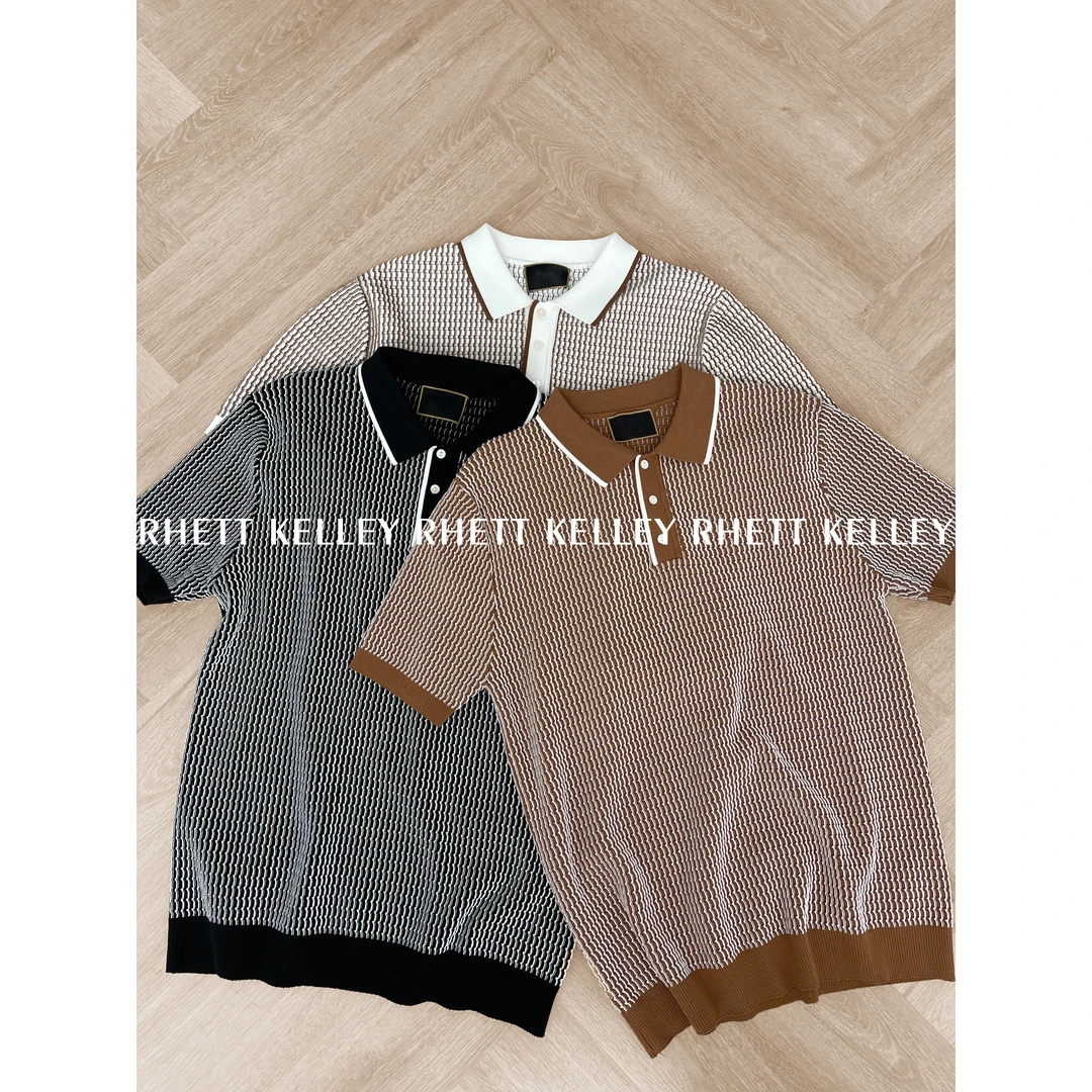 『荔染夏襦 静奢时尚』松弛老钱风视觉感撞色网格短袖针织POLO衫