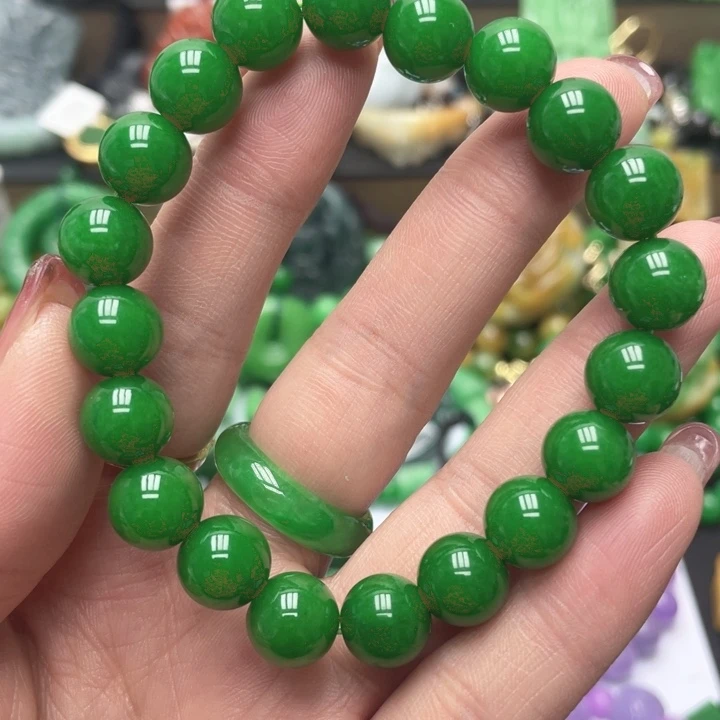 翡翠未镶嵌手链手链干青处理4