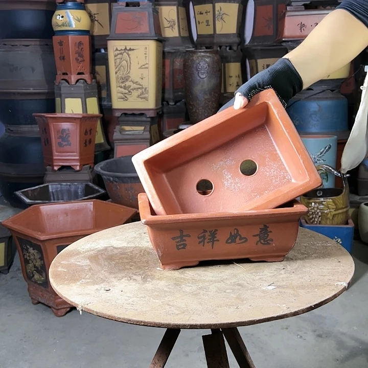 26-26红色马槽花盆花盆花盆