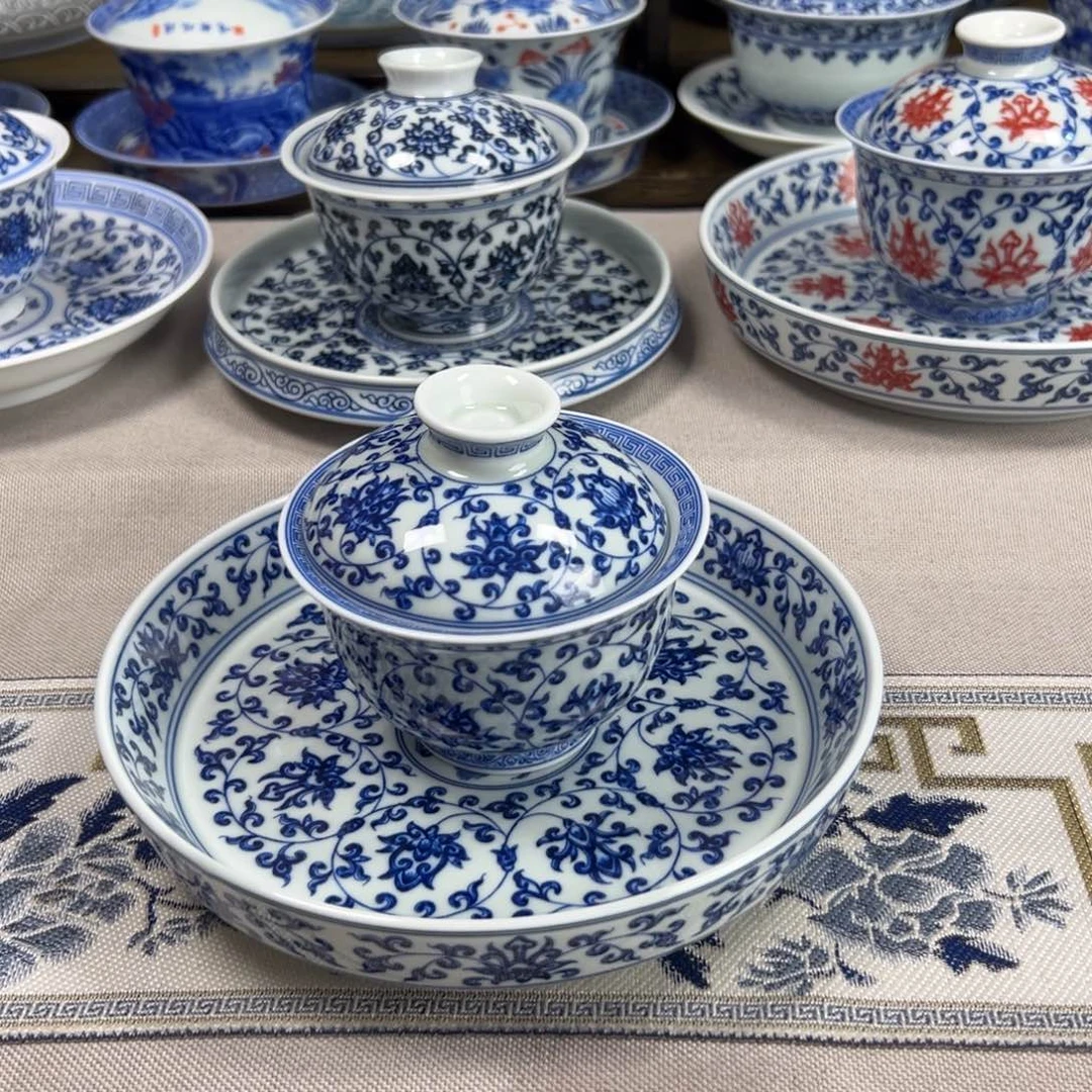 盖碗缠枝莲壶承加盖碗七丞堂
