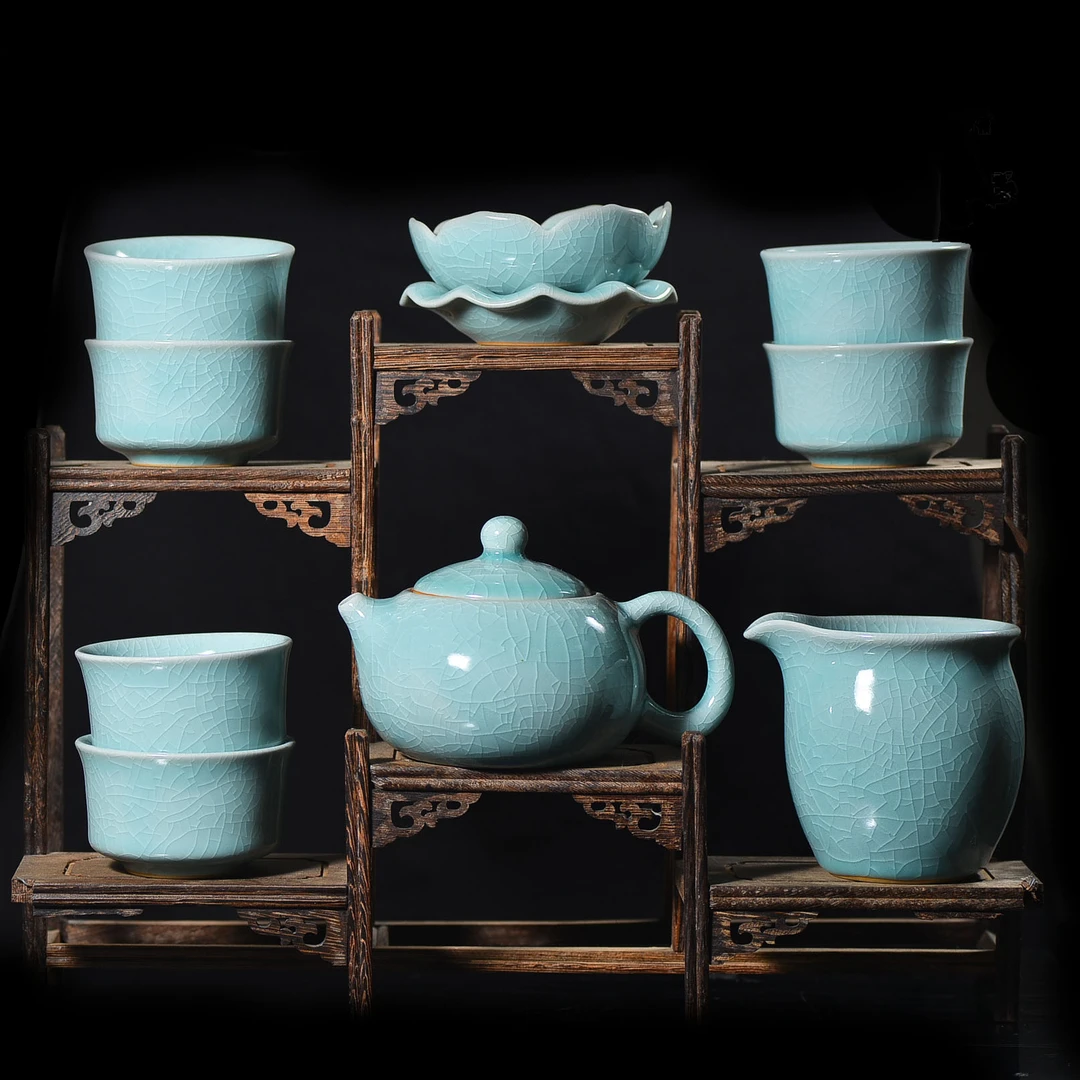 清凉寺天青色仿古釉汝瓷 西施茶具