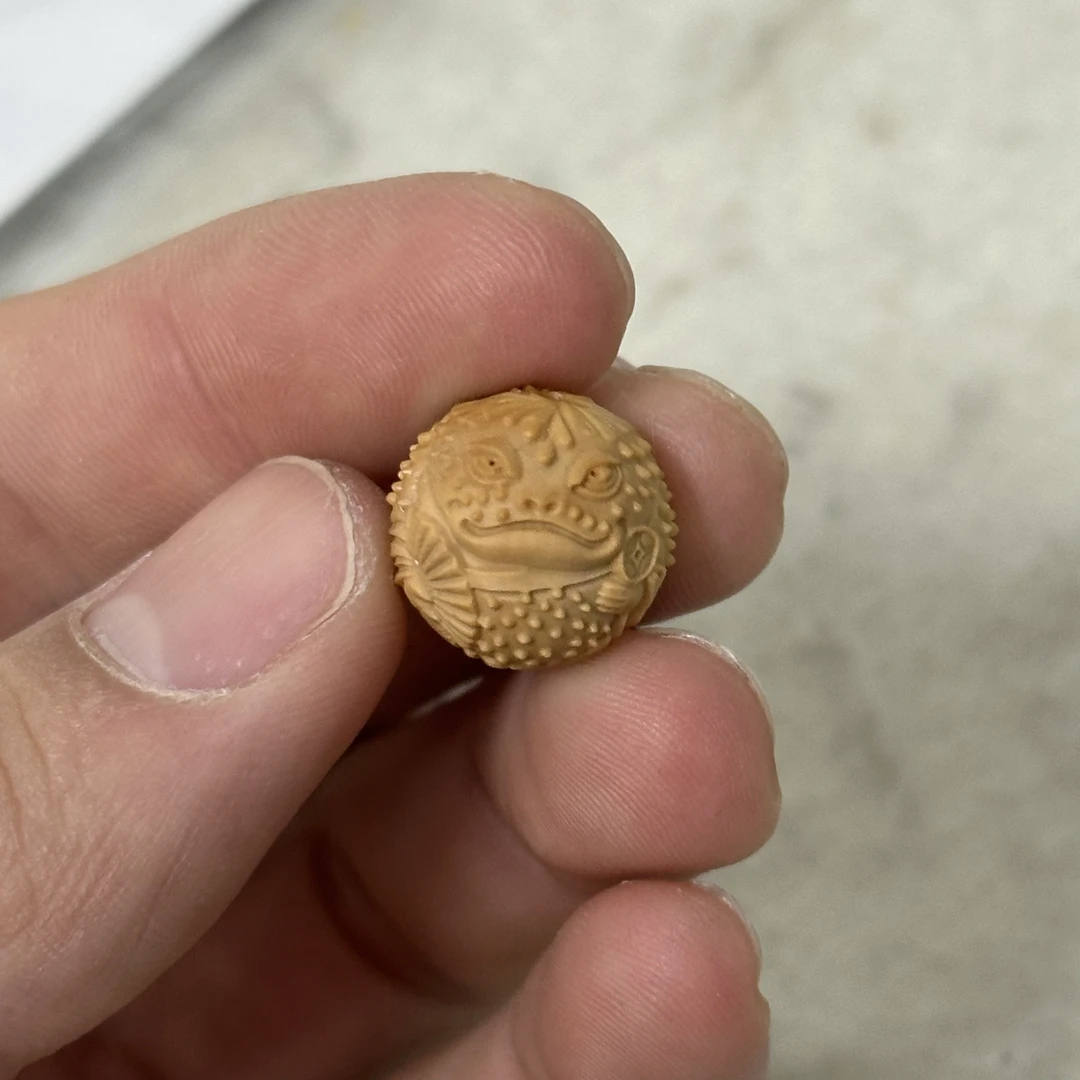 【齐化门】猴头核桃全品雕刻金蟾单颗15mm左右0350