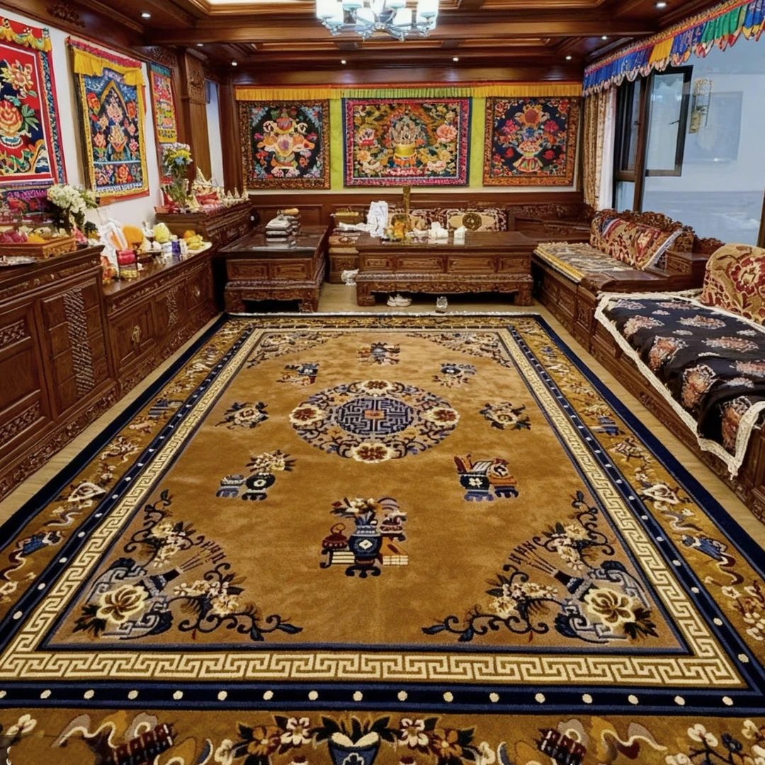 拉萨发货西藏包邮高端仿羊绒加厚地毯大面积床边茶几流苏藏式地毯