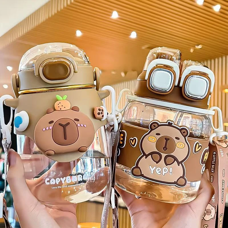 大容量高颜值吸管水杯可爱便携上学外出塑料大肚杯tritan材质