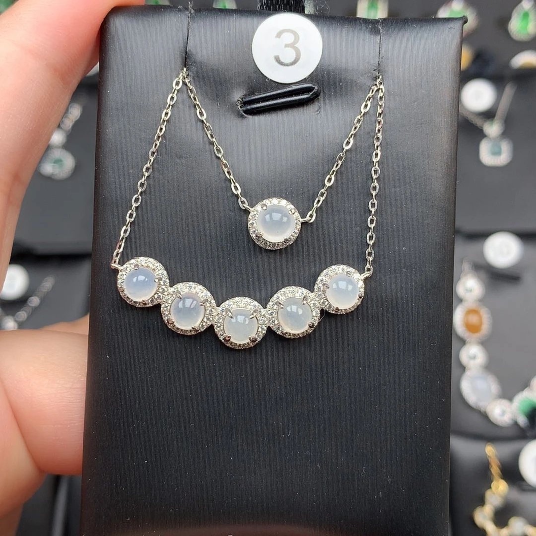 翡翠颈饰银S925镶嵌项链925