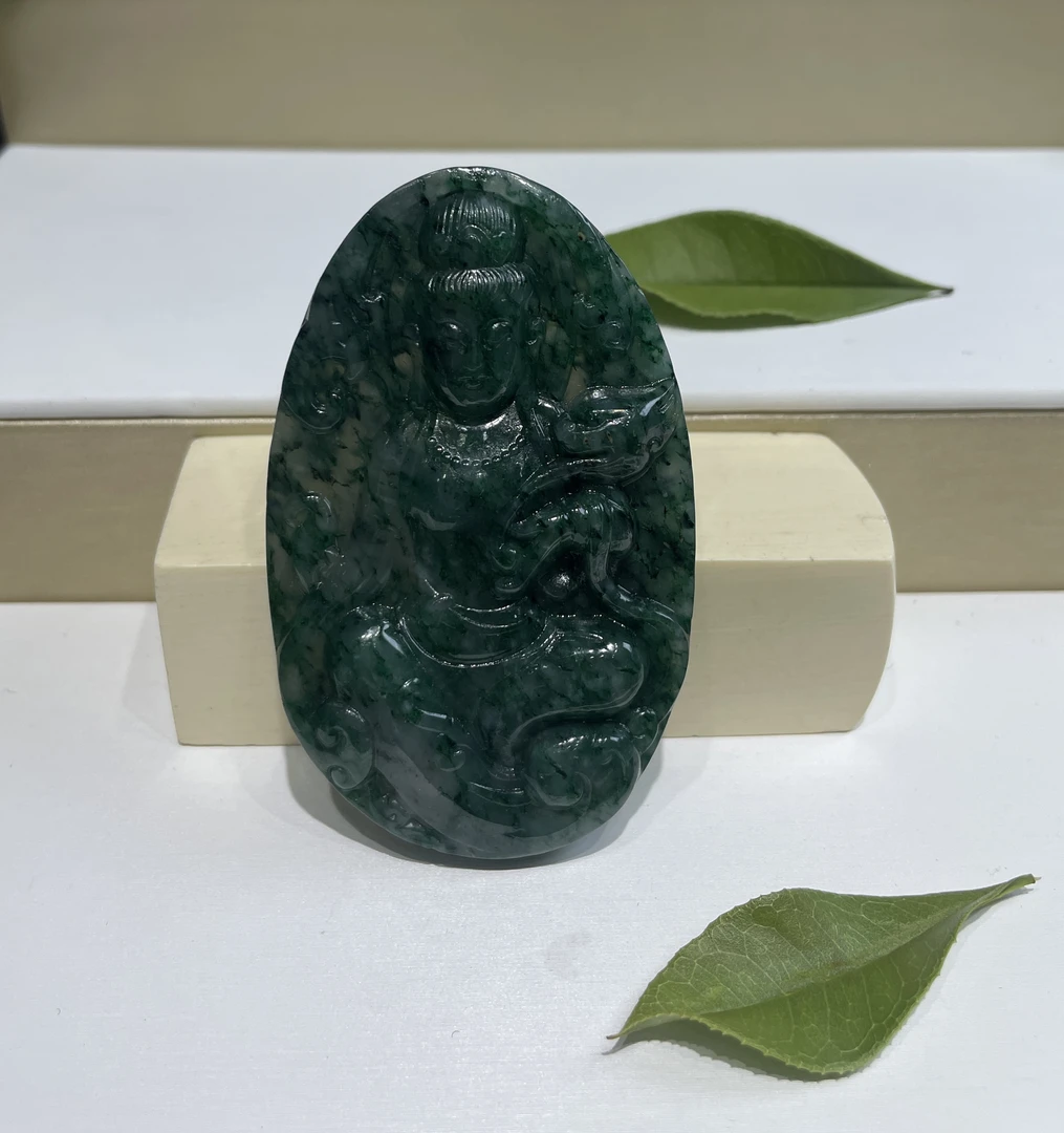 独山玉经典老料观音吊坠未镶嵌尺寸68.5×43×8.3气质精美