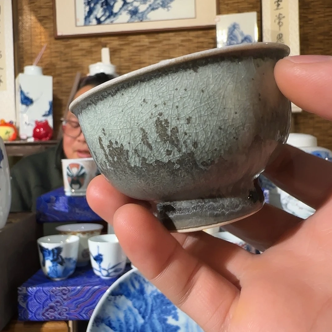 瓷高温颜色釉高足杯