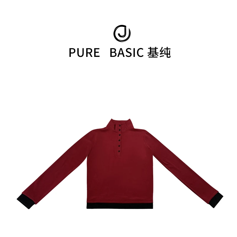 350克半高领假两件撞色拼接打底衫时尚百搭长袖针织L566