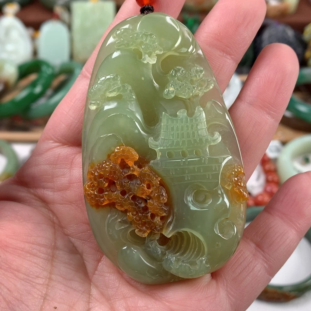 岫玉颈饰未镶嵌吊坠
