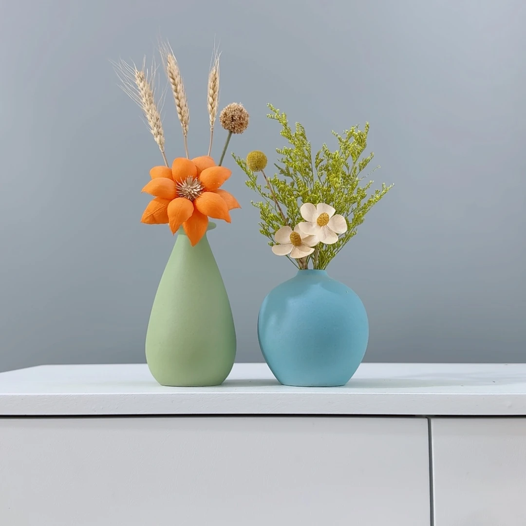 摆件陶瓷小花瓶含花总含花20-30cm
