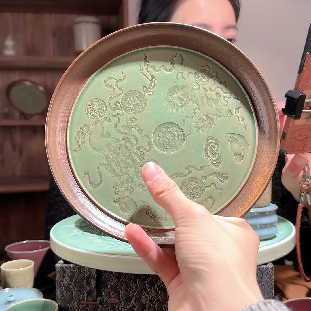 狮子绣球摆盘壶承大