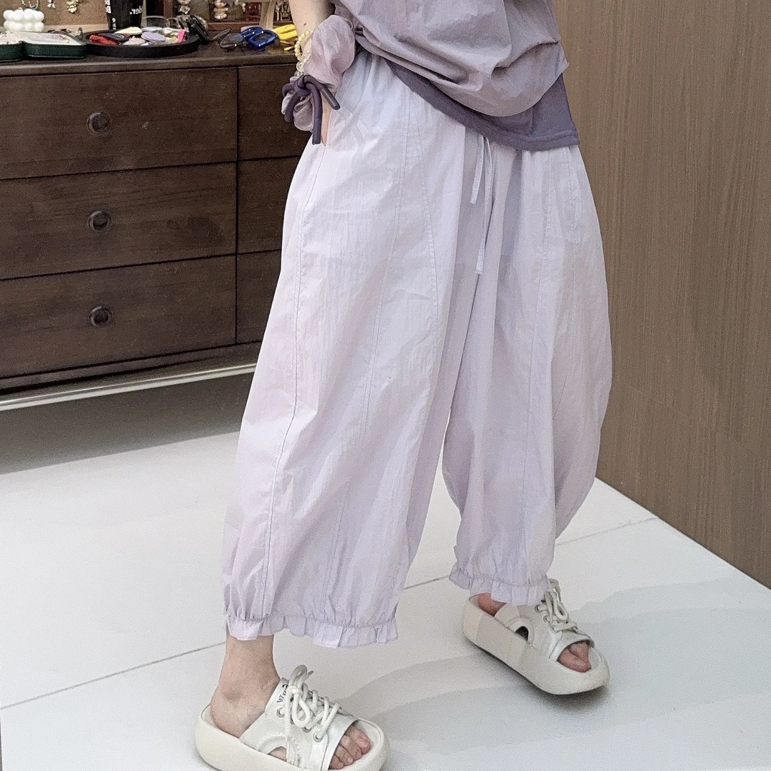 Apr.【彩灯儿】小众立体剪裁松紧腰百搭夏季宽松阔腿裤子女SC25623