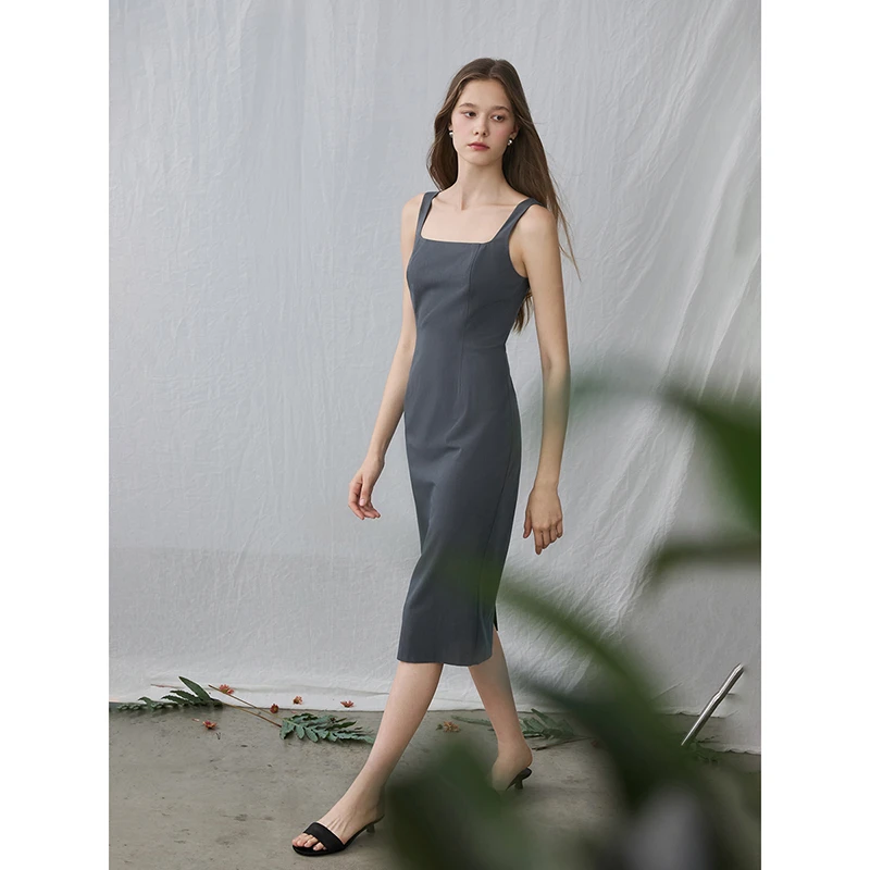 Mix Selection｜奥法裙 气质方领可机洗微羊毛背带连衣裙MSBJQ0630