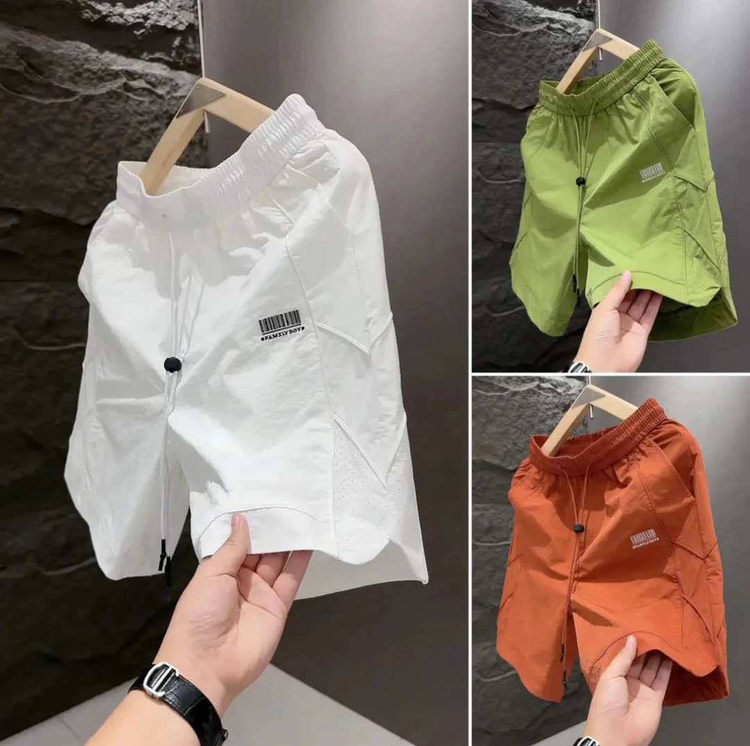 夏季新款速干中裤休闲短裤男时尚宽松百搭透气冰丝运动五分裤潮流
