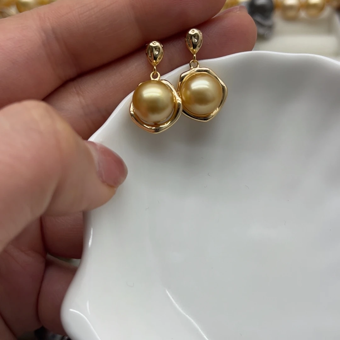 银S925镶嵌耳饰海水珍珠