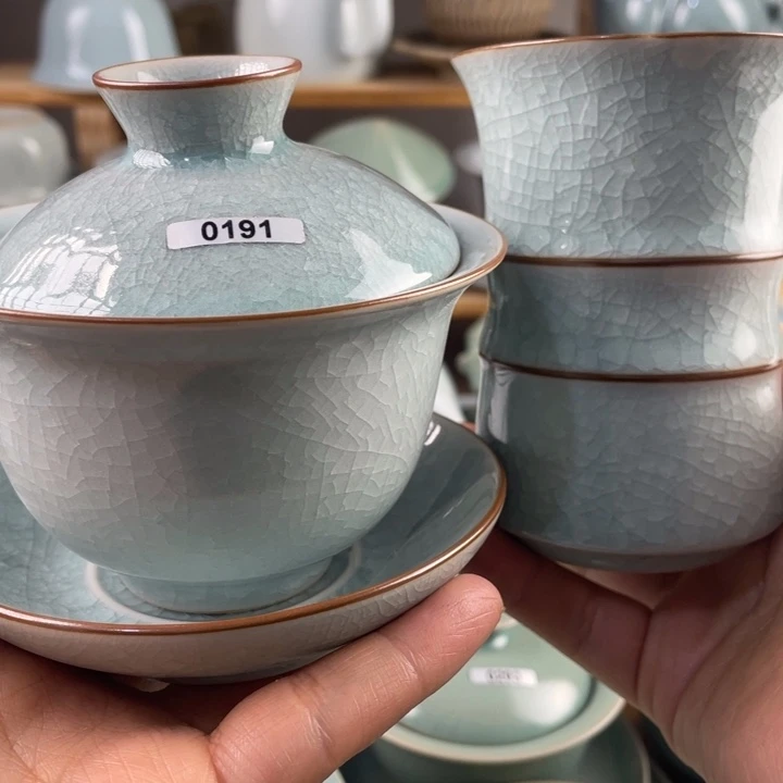 J原矿福利微瑕冰片六君子➕三才元宝盖碗