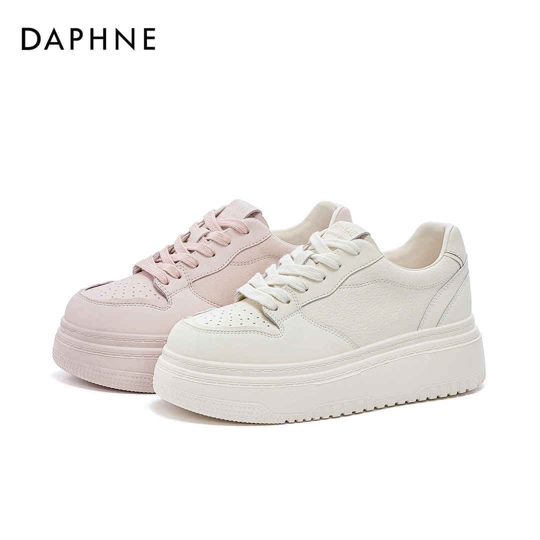 达芙妮达芙妮2025春季新款纯色百搭潮鞋厚底系带时尚休闲鞋女鞋