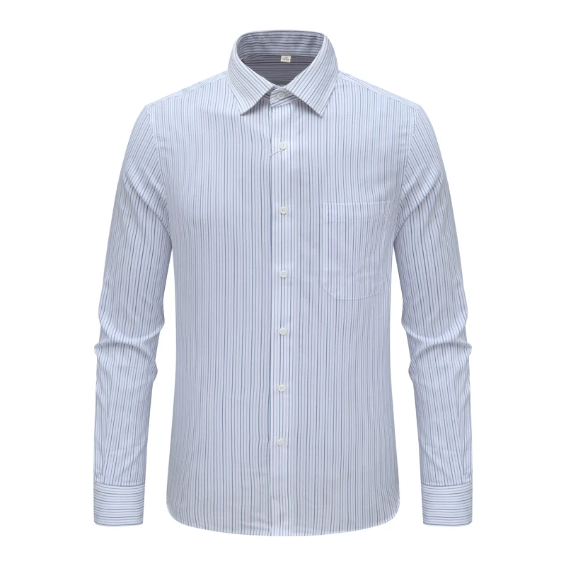 MY37美尔男式春秋长袖衬衫 棉休闲商务上衣紫色条纹 时尚都市免烫