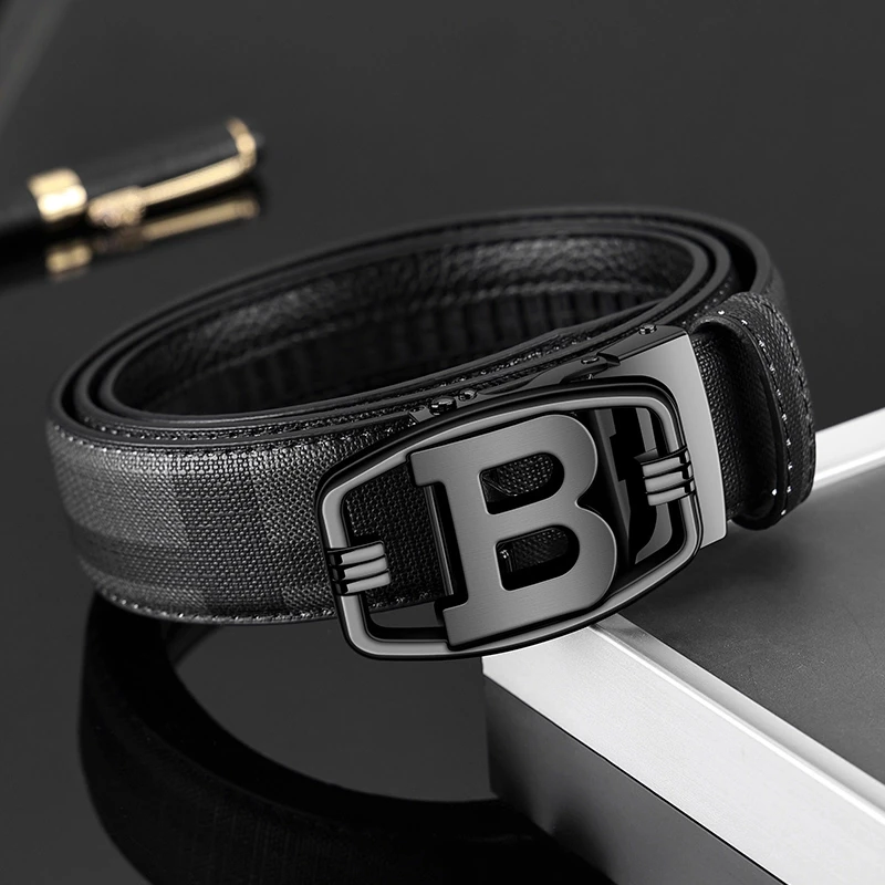 2023新款男士真皮牛皮自动扣皮带潮流中青年腰带韩版字母裤腰带男