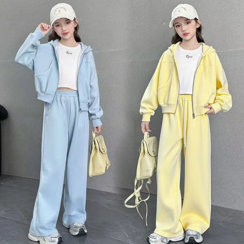 【现货】女童运动套装春秋2025新款儿童女大童春装外套休闲两件套