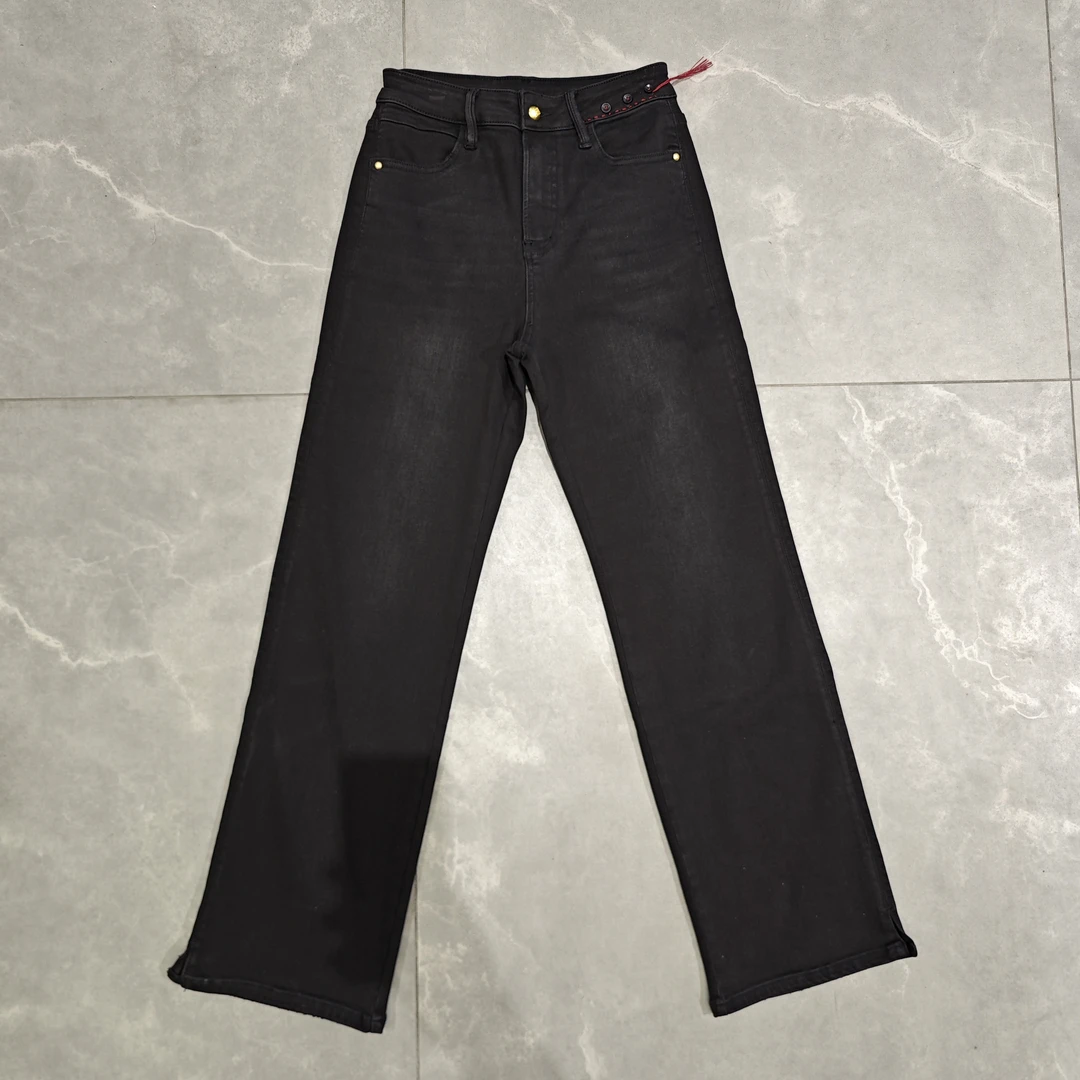 【HX女裤】DZ085春秋黑色弹力牛仔直筒裤宽松显瘦阔腿裤子百搭女裤