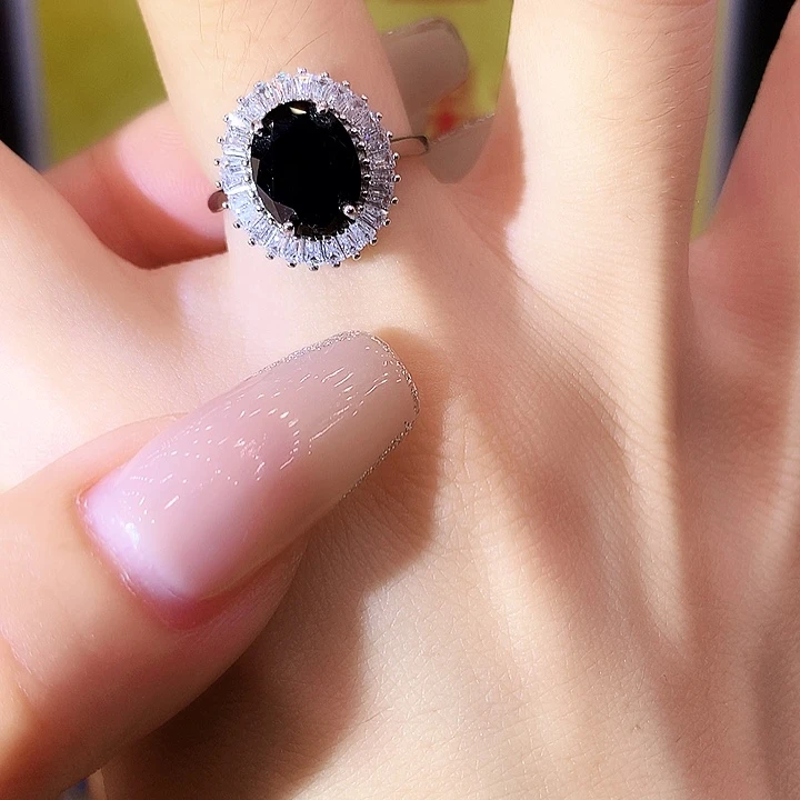 蓝宝石戒指银S925镶嵌