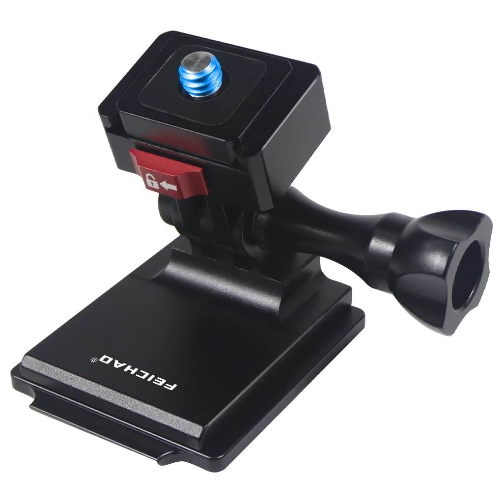 飞超 双卡槽快装座 墨鱼干头盔固定座转1/4螺杆 运动相机快装快拆