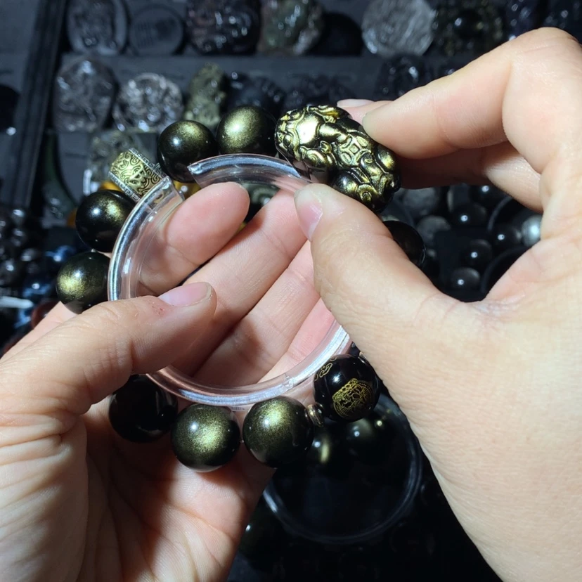 【闪购商品】黑曜岩手串未镶嵌风